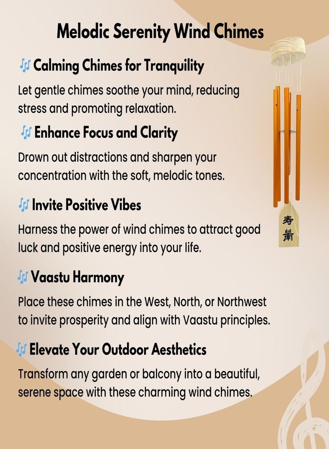 Plus Value 5 Pipe Wind Chimes for Balcony Home Positive Energy Decor Garden Outdoor Feng Shui Metal Hanging Bells Big Size (Positivity Vibes Windchimes for Office Decoration, Gold) - Image 5